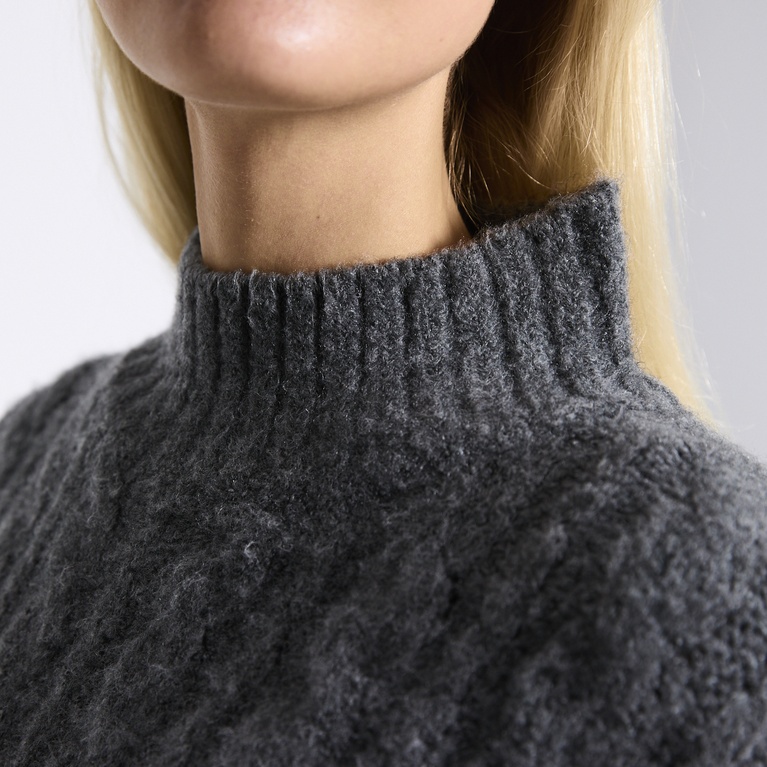 Cable-knit sweater "Beth" Grey Melange
